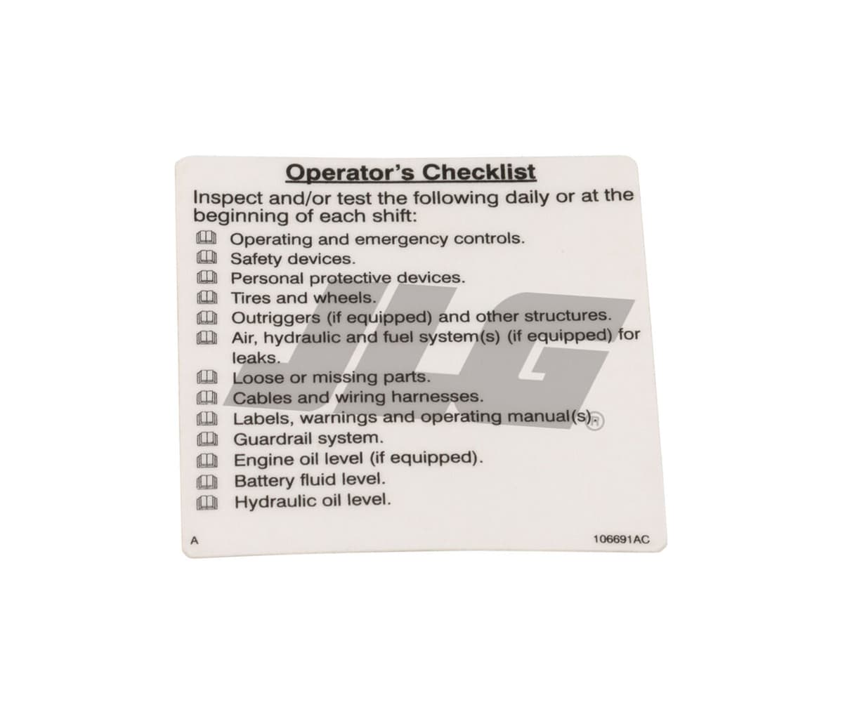 DECAL, CHECKLIST