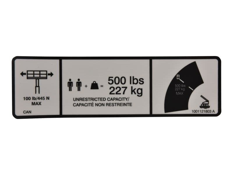 DECAL,MAX CAP. 500LBS/227KG
