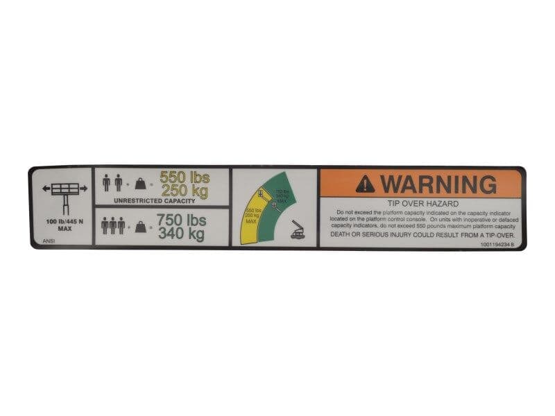 DECAL,WARNING MAX CAP. (ANSI)