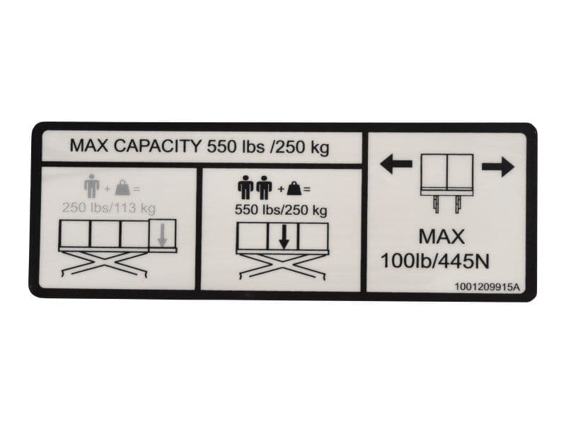 DECAL,CAPACITY (550LBS/250KG)
