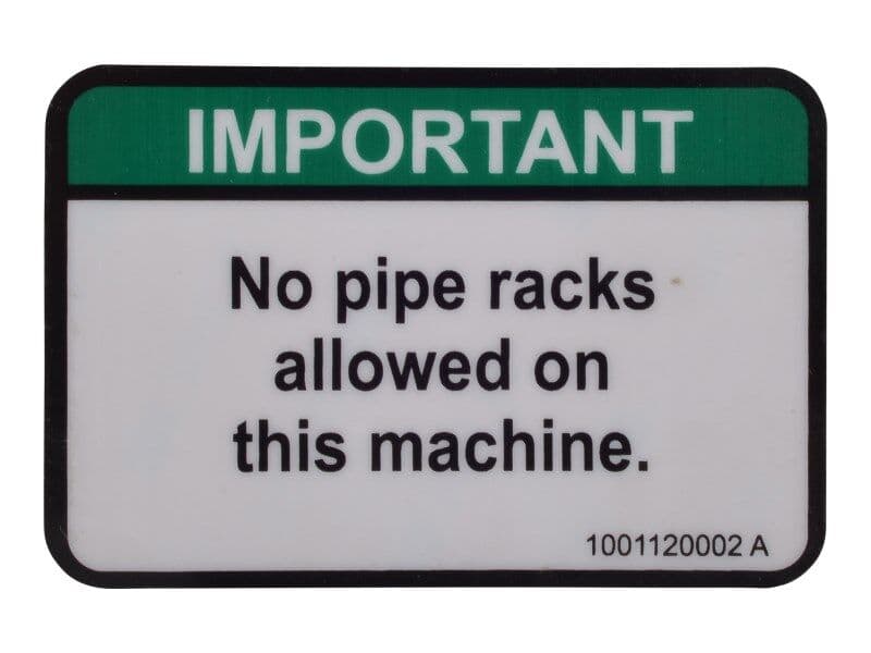 DECAL,NO PIPE RACKS