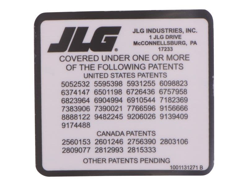 DECAL,PATENT, TELEHANDLERS