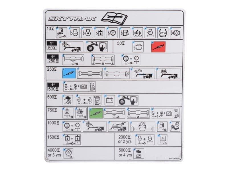 DECAL,MAINTENANCE CHART