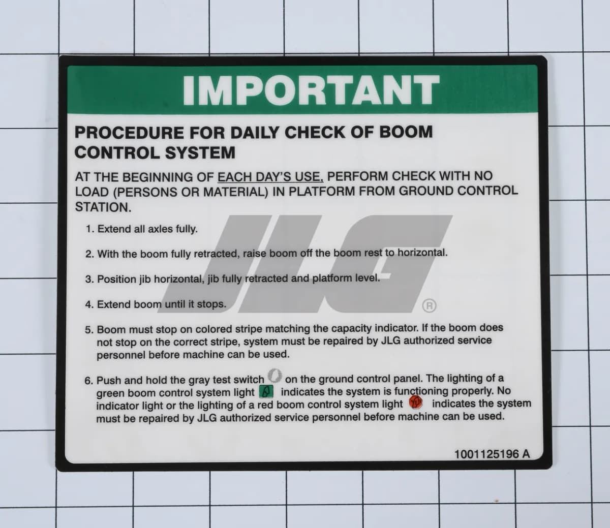 DECAL,BCS DAILY CHECK