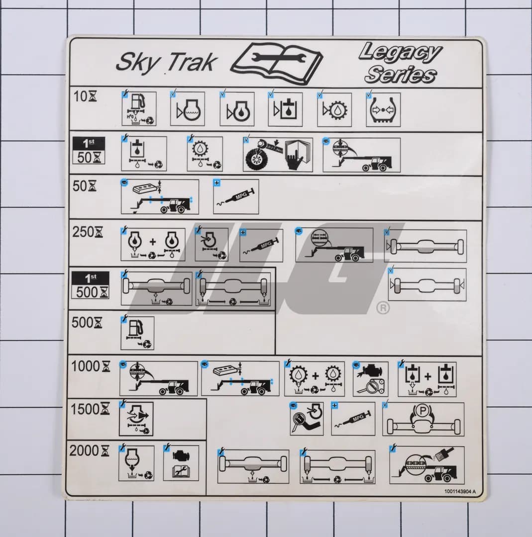 DECAL,MAINTENANCE CHART