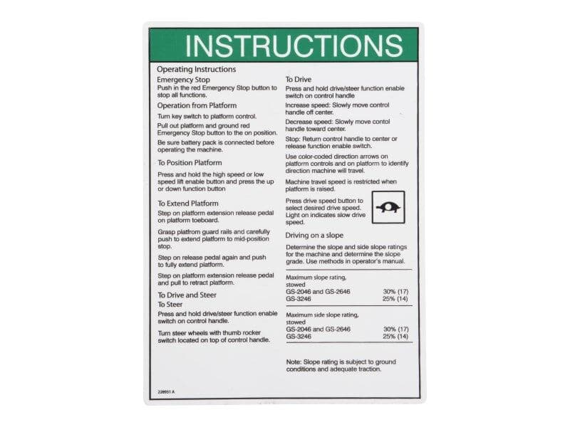 DECAL,OPERATING INSTRUCTIONS