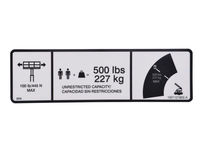 DECAL,MAX CAP. 500LBS/227KG