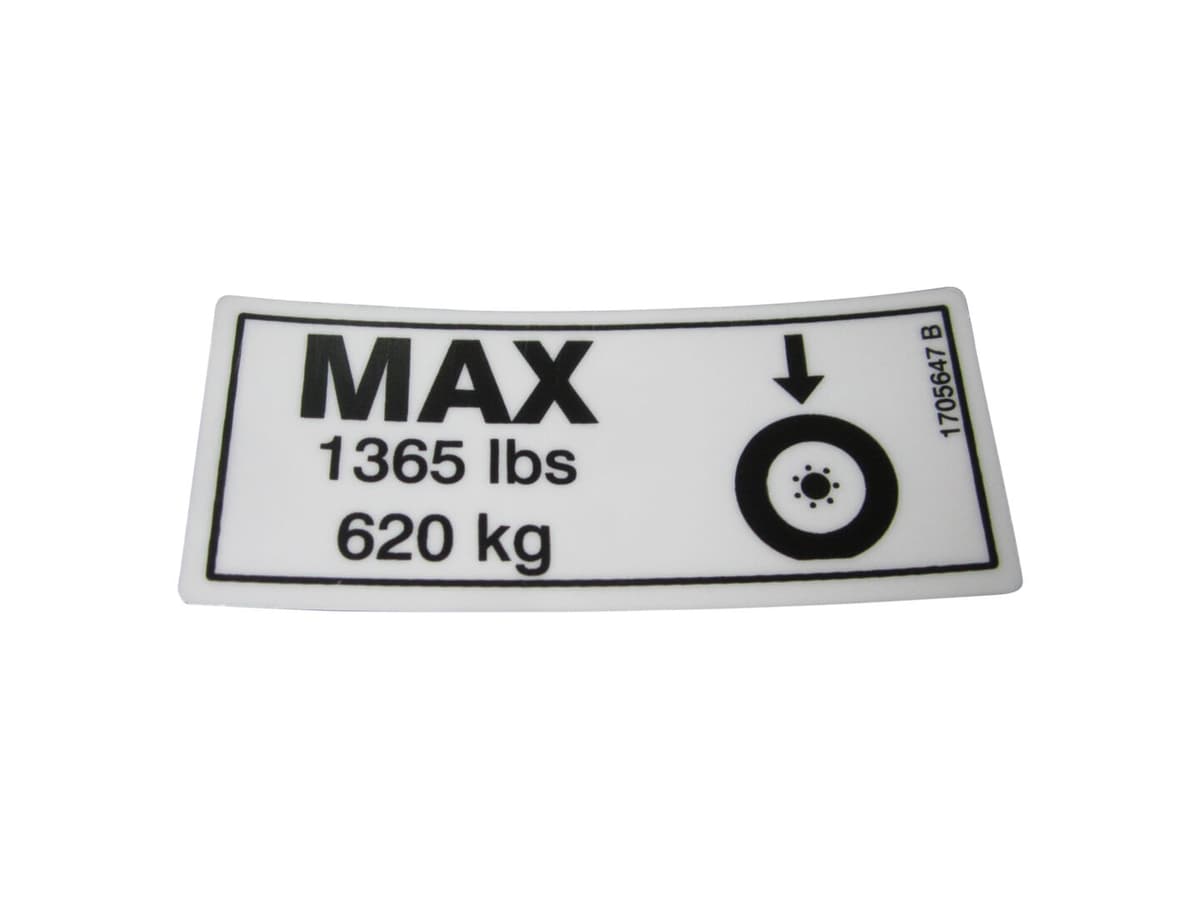 DECAL, TIRE LOAD(1365LB/620KG)