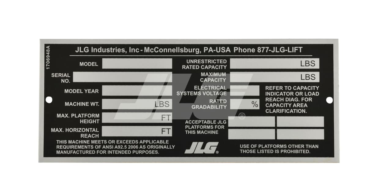 NAMEPLATE, MANUFACTURER'S